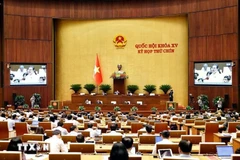 越南第十五届国会第九次会议:讨论科学技术与创新法。图自越通社