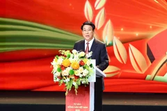 国家主席梁强发言。图自越通社