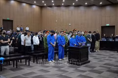 被告们聆听了法庭的判决。图自越通社