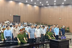 被告们聆听法庭宣判。图自越通社