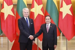 越南国会主席陈青敏会见立陶宛总统瑙塞达。图自越通社