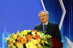 政府常务副总理阮和平发表讲话。图自越通社