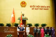 越南国家主席苏林宣誓就职。图自越通社