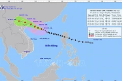 10月5日上午8点，第11号台风的移动情况。图自越通社