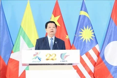 越南政府副总理梅文政发言。图自越通社