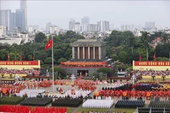 阅兵游行国家级总彩排在河内巴亭广场举行 。图自越通社