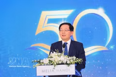 越南政府副总理胡国勇发表讲话。图自越通社