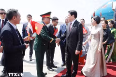越南国家主席梁强和夫人抵达埃及首都开罗国际机场。图自越通社