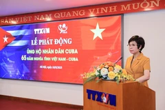 越通社党委书记、社长、越通社记者协会主席武越庄在活动上发言。图自越通社
