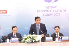 越南政府副总理阮志勇发言。图自越通社