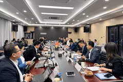 工作会谈现场。图自越通社
