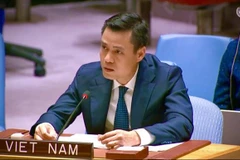 越南常驻联合国代表团团长邓黄江大使在会议上发言。图自越通社