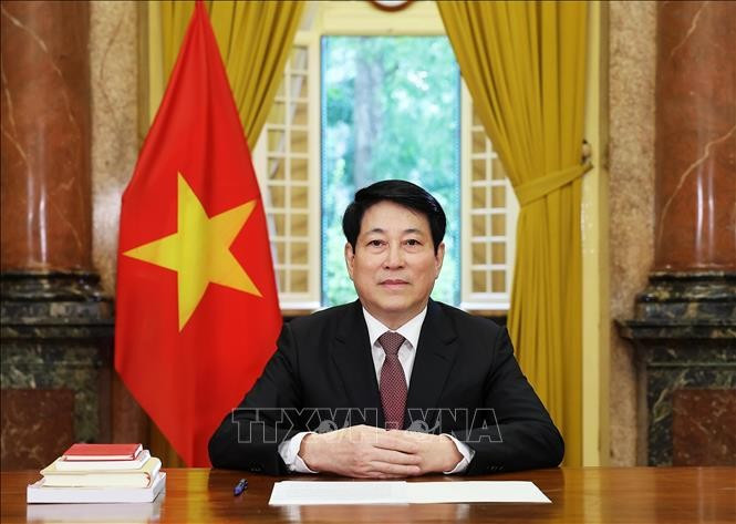 越南国家主席梁强的贺词视频将继续在位于美国纽约的联合国总部展播。图自越通社