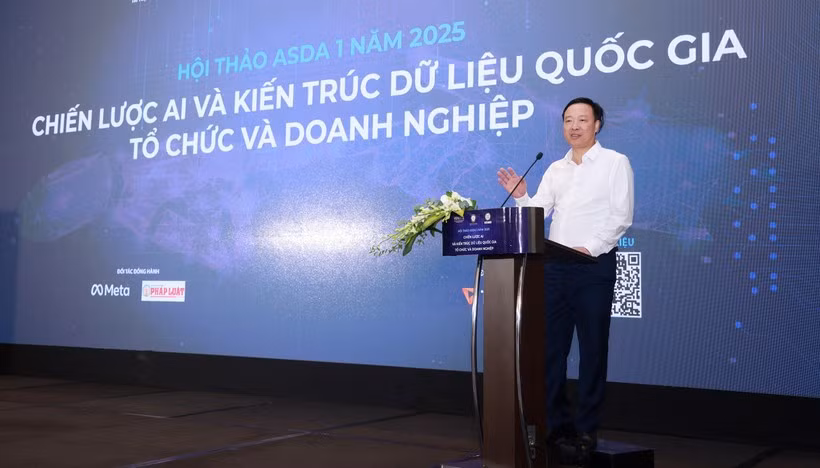国家数据中心主任、国家数据协会副主席阮玉刚发表讲话。图自Vietnam+