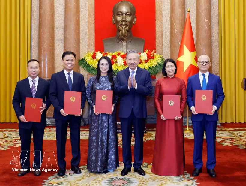 越南五名外交官被任命驻外大使 越共中央总书记、国家主席苏林颁发任命决定。图自越通社