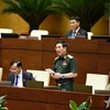 潘文江大将就《参加联合国维和部队法》草案作了汇报(图片来源:人民军队报)