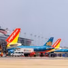 内排国际机场上的越南各家航空公司的飞机。图自Vietnam+