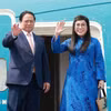 越南政府总理范明政偕夫人黎氏碧珍和越南高级代表团离开首都河内，前往巴西出席2025年金砖国家领导人扩大会议并开展双边活动。图自越通社