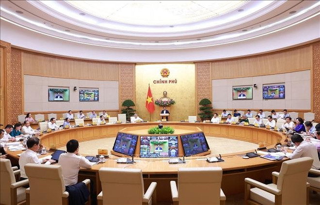 会议现场。图自越通社 vna-potal-thu-tuong-chu-tri-phien-hop-chinh-phu-thuong-ky-thang-9-nam-2025-s1tand.jpg