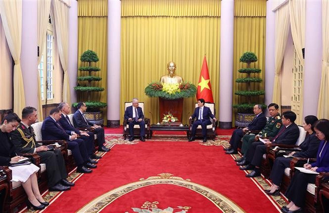 会见现场。图自越通社 vna-potal-chu-tich-nuoc-luong-cuong-tiep-bo-truong-quoc-phong-tho-nhi-ky-8268920.jpg