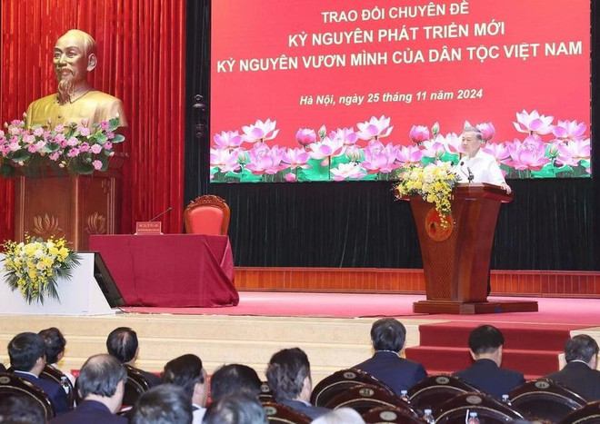 苏林总书记谈“民族奋发图强新纪元”。图自越通社 tong-bi-thu-ky-nguyen-vuon-minh-2.jpg