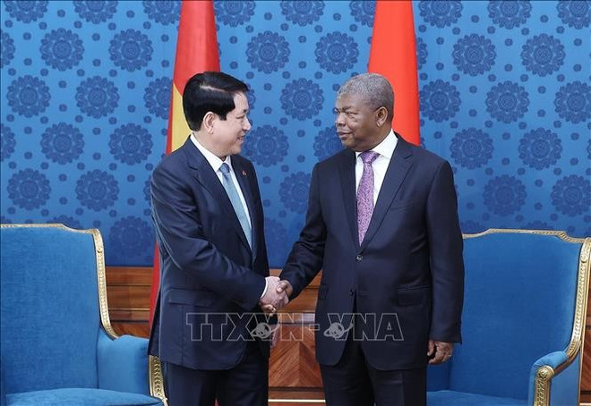 越南国家主席梁强与安哥拉总统洛伦索。图自越通社 hoi-dam2.jpg
