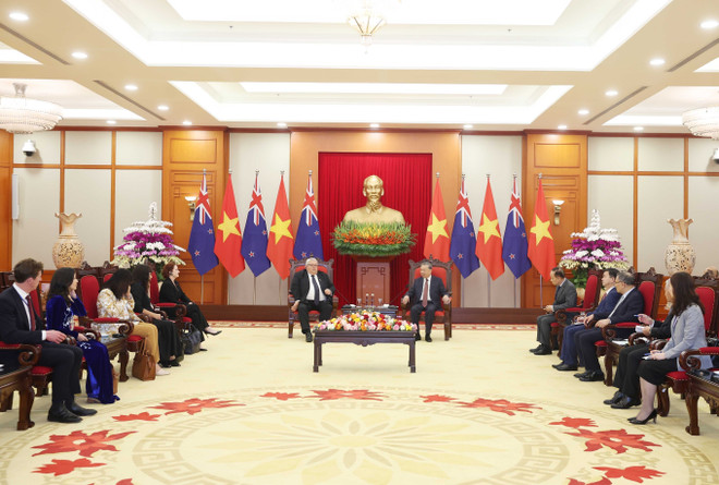 会见现场。图自越通社 vna-potal-tong-bi-thu-to-lam-tiep-chu-tich-quoc-hoi-new-zealand-gerry-brownlee-8240821.jpg