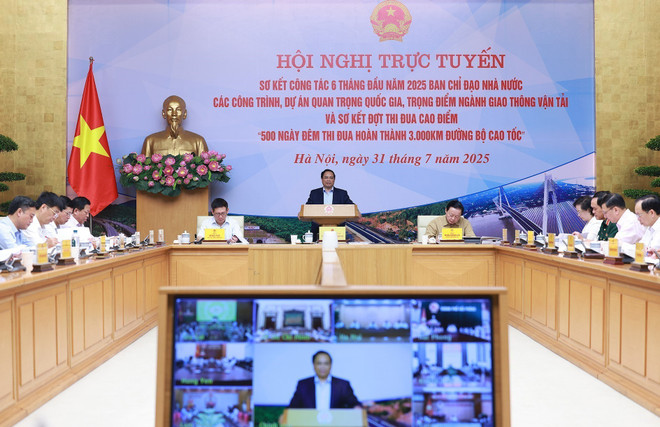 会议现场。图自越通社 ng-chu-tri-hoi-nghi-so-ket-cac-du-an-cong-trinh-quan-trong-quoc-gia-8182001.jpg
