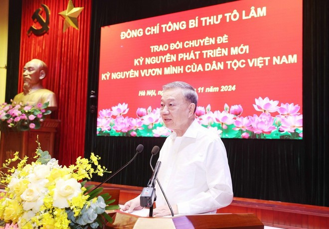 苏林总书记谈国家新纪元。图自越通社 tong-bi-thu-ky-nguyen-vuon-minh.jpg