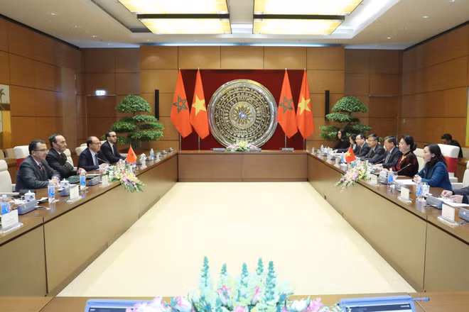 越南国会主席阮氏金银与摩洛哥众议院议长哈比博·马勒克举行会谈 ảnh 2
