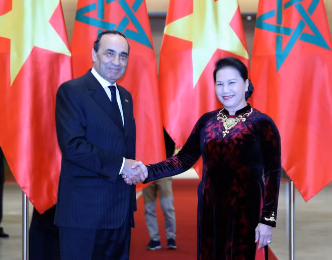 越南国会主席阮氏金银与摩洛哥众议院议长哈比博·马勒克举行会谈 ảnh 1