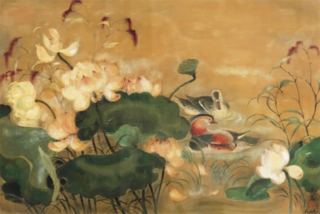 越南著名画家黎普画作《鸳鸯戏莲》以120万欧元的价格在巴黎苏富比成功拍卖 ảnh 1 越南著名画家黎普画作《鸳鸯戏莲》以120万欧元的价格在巴黎苏富比成功拍卖 ảnh 1