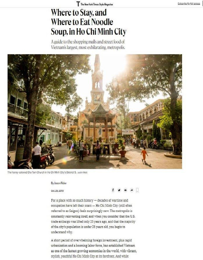 胡志明市荣登美国《纽约时报时尚杂志》 ảnh 1 胡志明市荣登美国《纽约时报时尚杂志》 ảnh 1