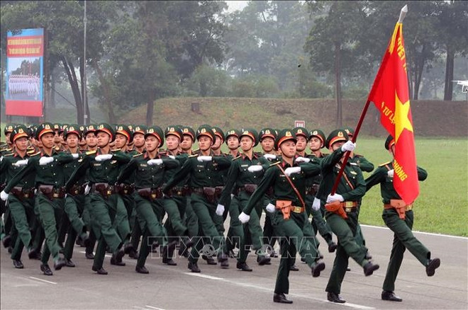 越南军队进行庆祝奠边府大捷70周年阅兵仪式排练 ảnh 1 越南军队进行庆祝奠边府大捷70周年阅兵仪式排练 ảnh 1