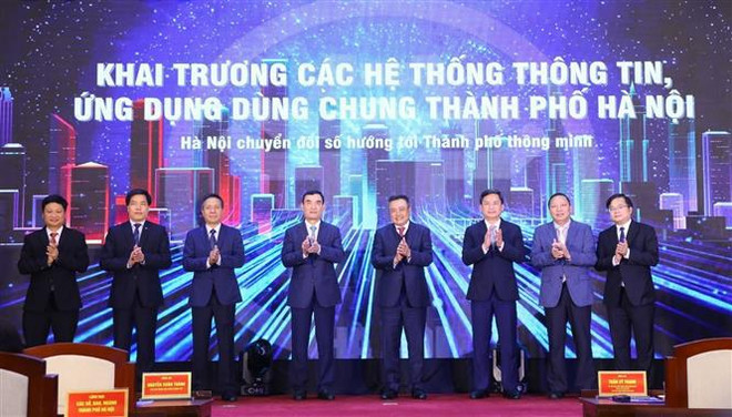 河内市举行全市共享信息系统和应用程序启动仪式 ảnh 1