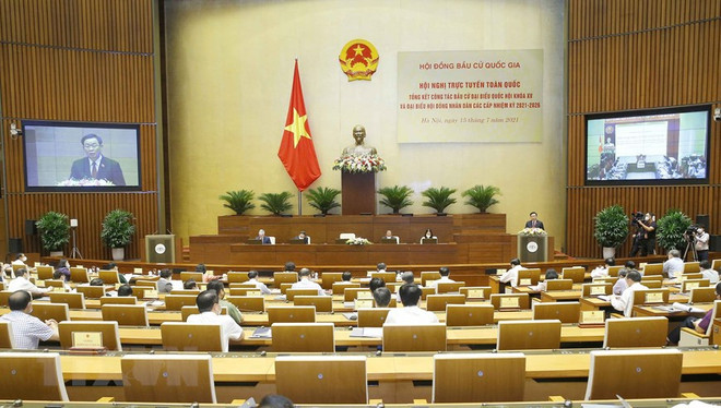 越南国会主席王廷惠主持召开选举工作总结会议 ảnh 1 越南国会主席王廷惠主持召开选举工作总结会议 ảnh 1