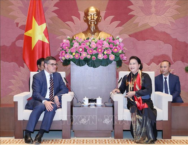 越南国会主席阮氏金银会见德国黑森州议会议长莱茵 ảnh 1 越南国会主席阮氏金银会见德国黑森州议会议长莱茵 ảnh 1
