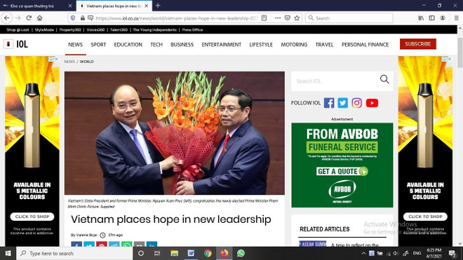 南非《比勒陀利亚新闻报》:越南人对新领导班子给予厚望 ảnh 1 南非《比勒陀利亚新闻报》:越南人对新领导班子给予厚望 ảnh 1
