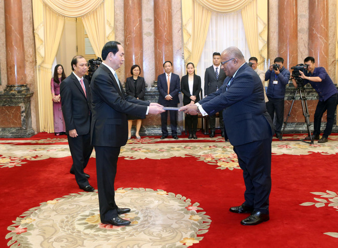 越南国家主席陈大光会见前来递交国书的各国新任驻越大使 ảnh 7