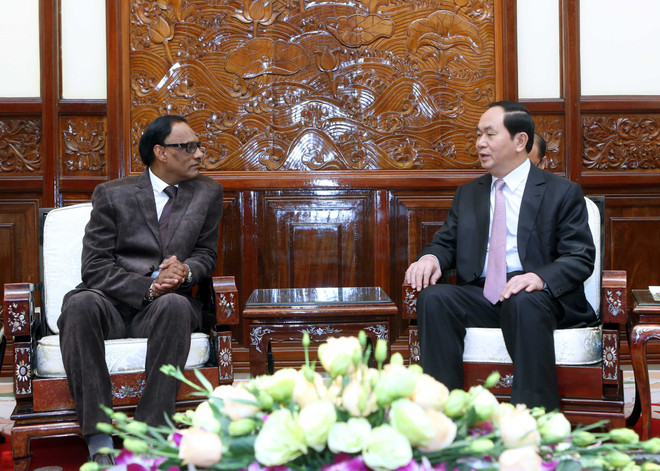 越南国家主席陈大光会见前来递交国书的各国新任驻越大使 ảnh 8