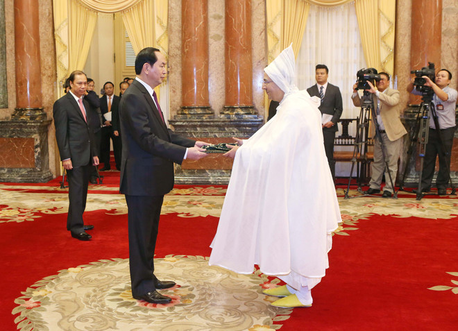 越南国家主席陈大光会见前来递交国书的各国新任驻越大使 ảnh 2