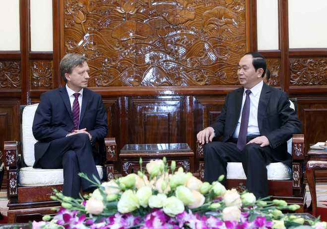 越南国家主席陈大光会见前来递交国书的各国新任驻越大使 ảnh 10