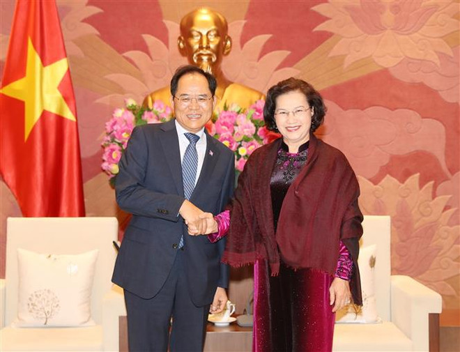 越南国会主席阮氏金银会见韩国驻越大使朴卢万 ảnh 1 越南国会主席阮氏金银会见韩国驻越大使朴卢万 ảnh 1