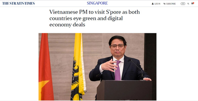 新加坡海峡时报:范明政访新有助于两国开辟新的合作领域 ảnh 1 新加坡海峡时报:范明政访新有助于两国开辟新的合作领域 ảnh 1