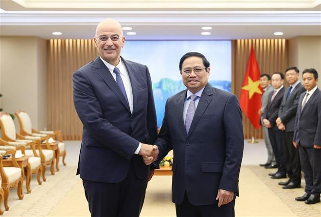 越南政府总理范明政会见希腊外长尼科斯 ảnh 1 越南政府总理范明政会见希腊外长尼科斯 ảnh 1