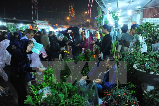 春雨纷飞中热闹非凡的南定省旺市 ảnh 1