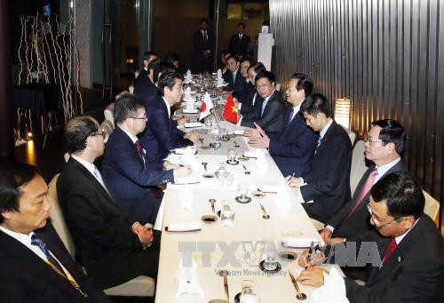 越南政府总理阮晋勇同日本首相安倍晋三举行会晤 ảnh 2