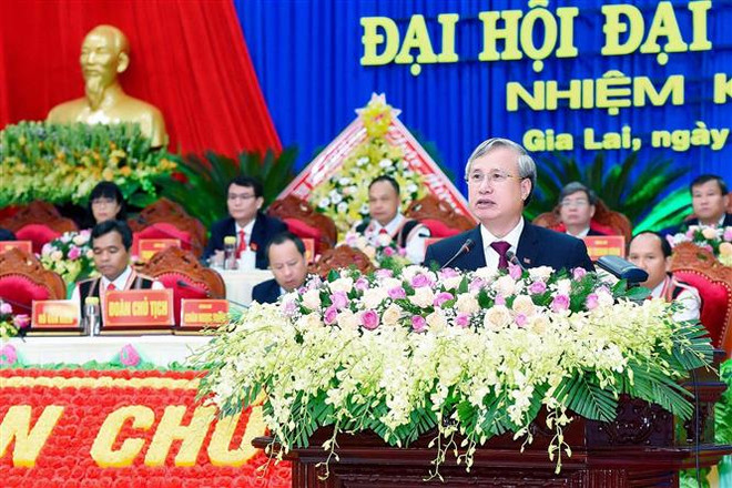 越共中央书记处常务书记陈国旺出席越共嘉莱省第十六次代表大会 ảnh 1