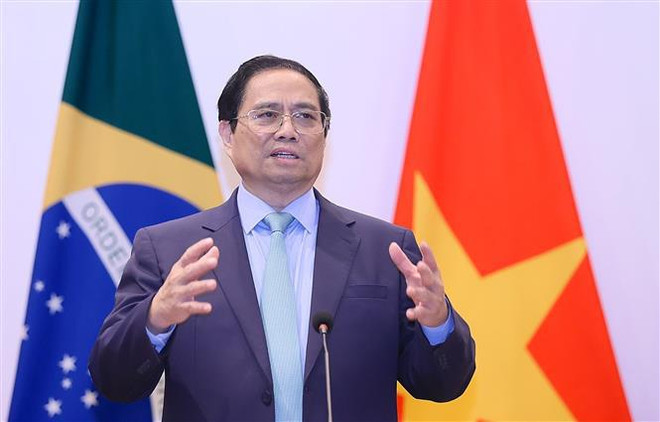 越南总理范明政在巴西外交部发表重要讲话 ảnh 1 越南总理范明政在巴西外交部发表重要讲话 ảnh 1