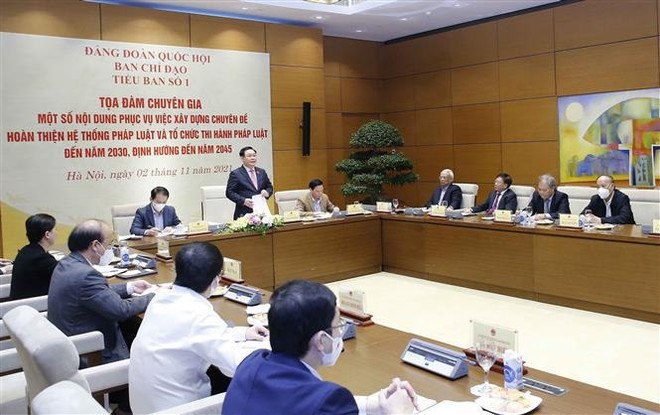 越南国会主席王廷惠主持有关立法执法战略的专家座谈会 ảnh 2